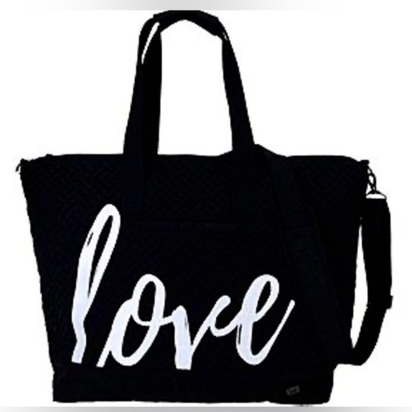 LUG Black Quilted Tote Bag with 'Love' Script - Picture 2 of 3